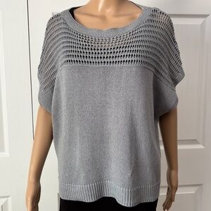 NWT boxy oversize Max Studio open weave dolman short sleeve sweater size S